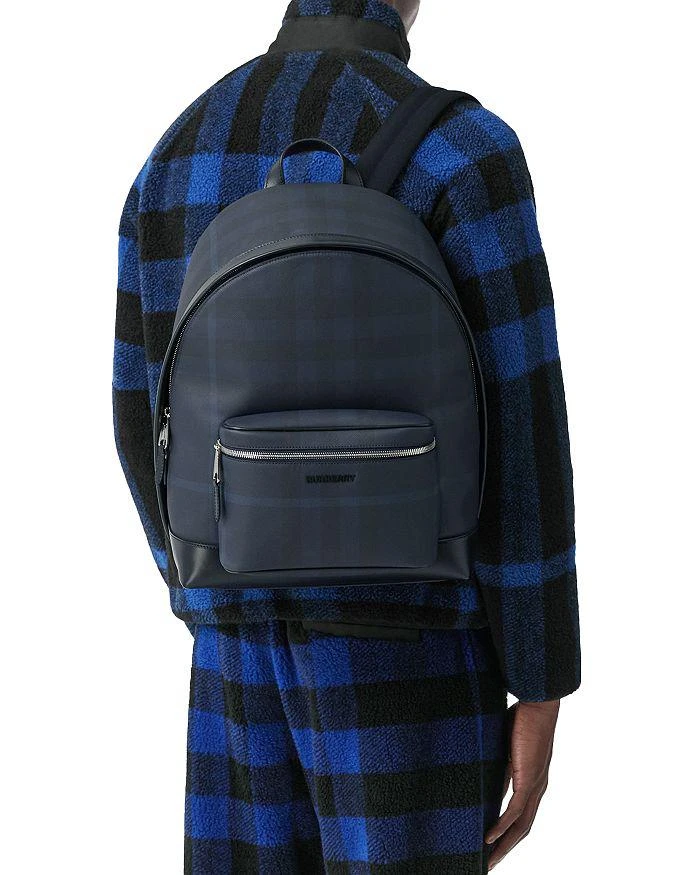 Exaggerated Check & Leather Backpack 商品
