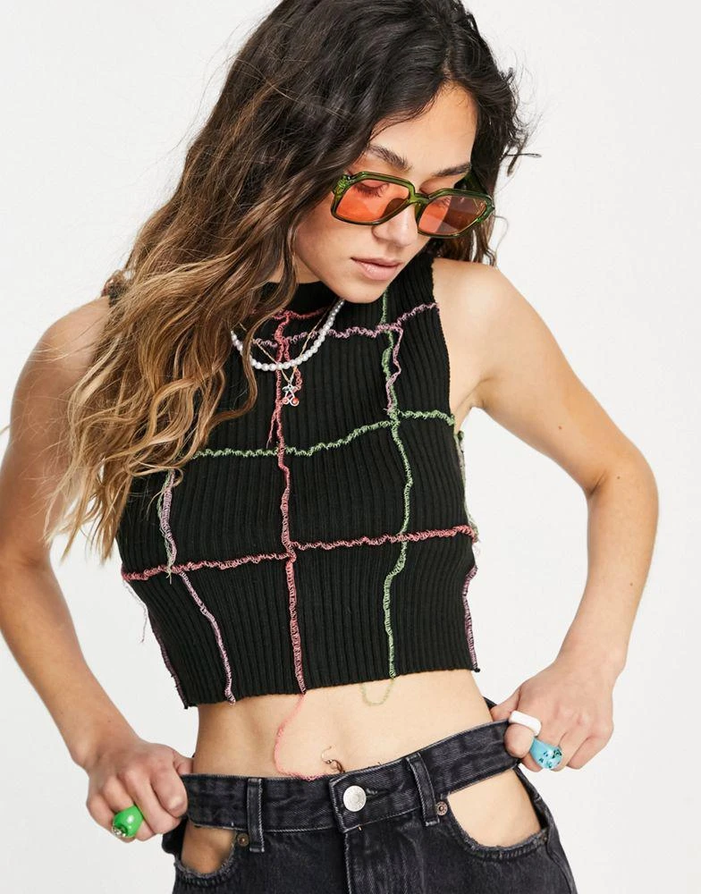 商品The Ragged Priest|The Ragged Priest high neck knitted crop top with overlocking,价格¥239,第3张图片详细描述