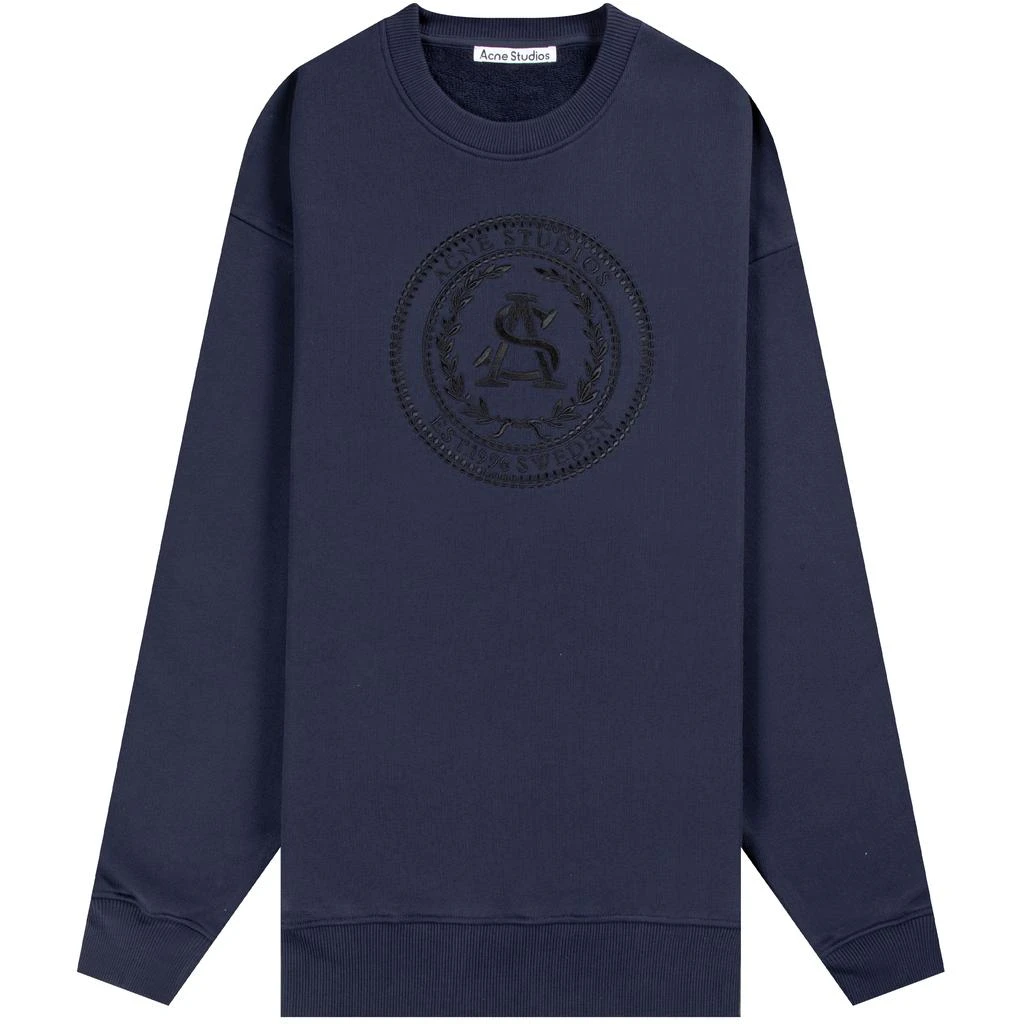 商品Acne Studios|Acne Studios 'Forban Embroided' Chest Logo Sweatshirt Navy,价格¥1241,第1张图片