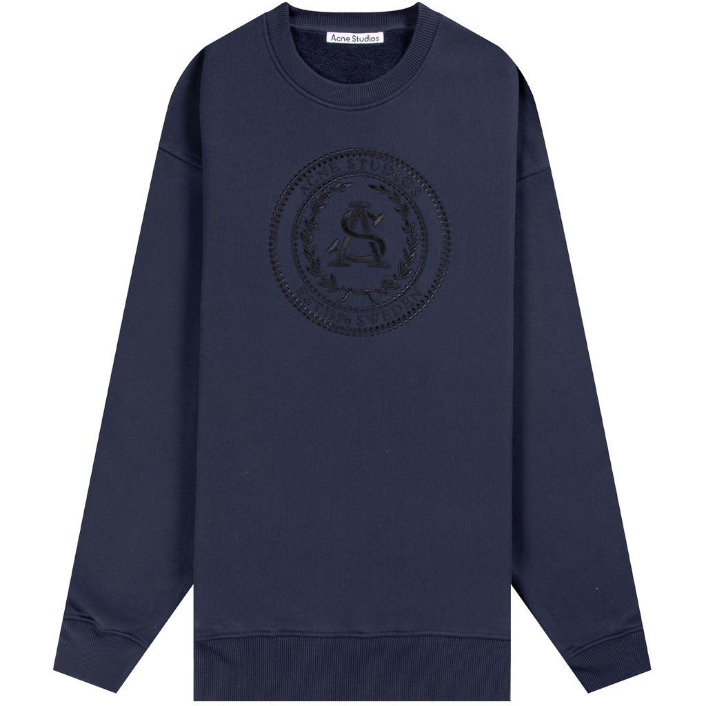 商品Acne Studios|Acne Studios 'Forban Embroided' Chest Logo Sweatshirt Navy,价格¥1212,第1张图片