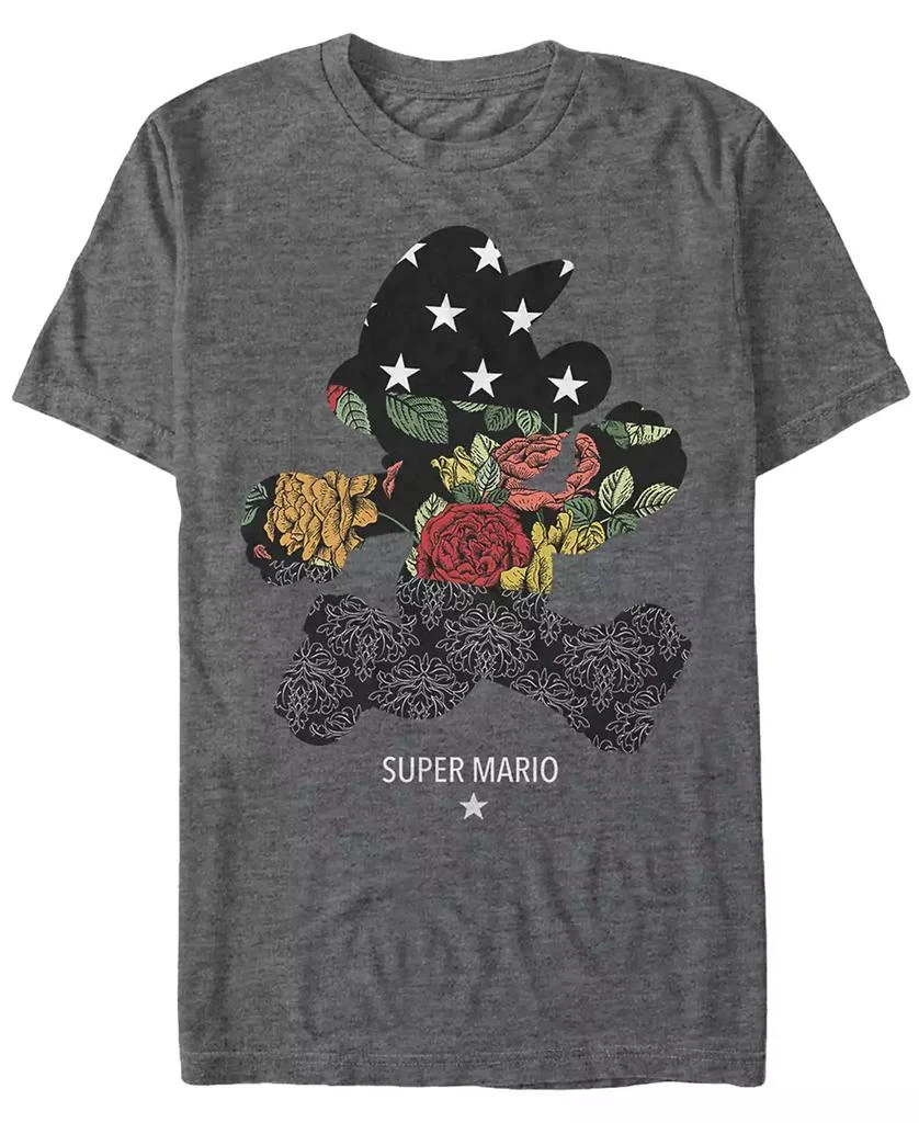 商品Nintendo|Nintendo Men's Super Mario Floral Outline Mario Short Sleeve T-Shirt,价格¥187,第1张图片