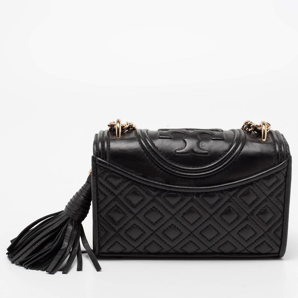 商品[二手商品] Tory Burch|Tory Burch Black Quilted Leather Fleming Convertible Shoulder Bag,价格¥2382,第6张图片详细描述