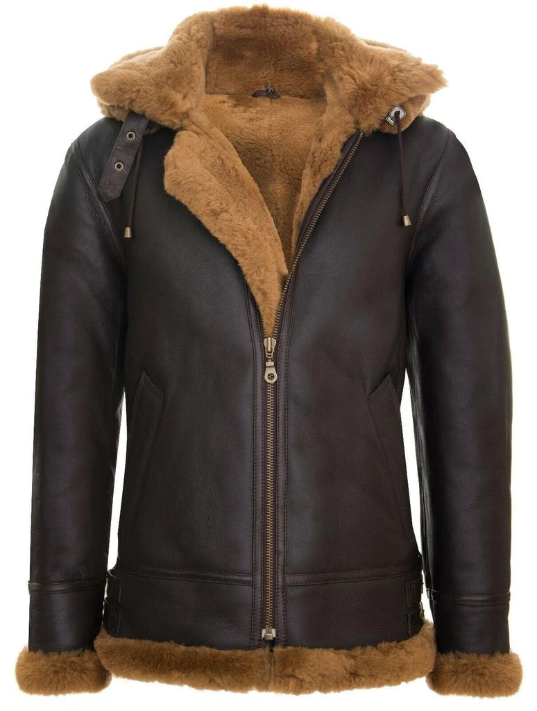 商品Infinity Leather|Mens Hooded Sheepskin Leather B3 Flying Jacket-Columbus,价格¥3711,第1张图片