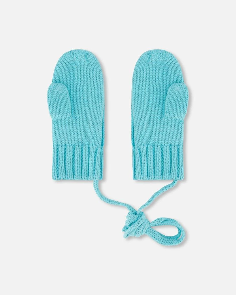 商品Deux par Deux|Knit Mittens With Cord Turquoise,价格¥167,第2张图片详细描述