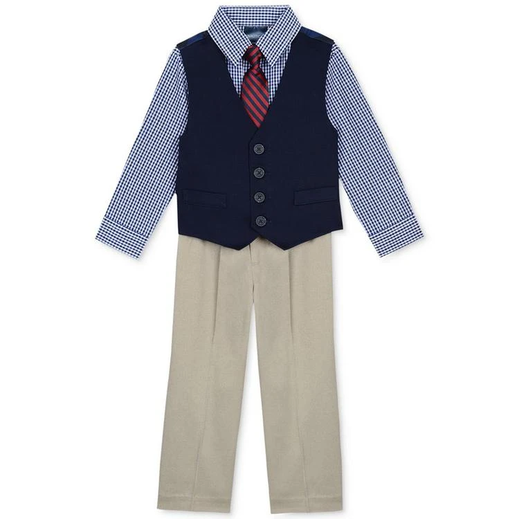 商品Nautica|4-Piece Vested Twill Suit Set, Baby Boys,价格¥225,第1张图片