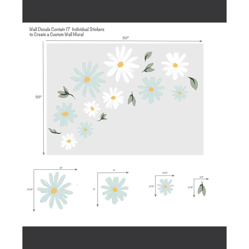 商品Lambs & Ivy|Sweet Daisy Blue/White Flowers Wall Decals/Stickers,价格¥164,第3张图片详细描述