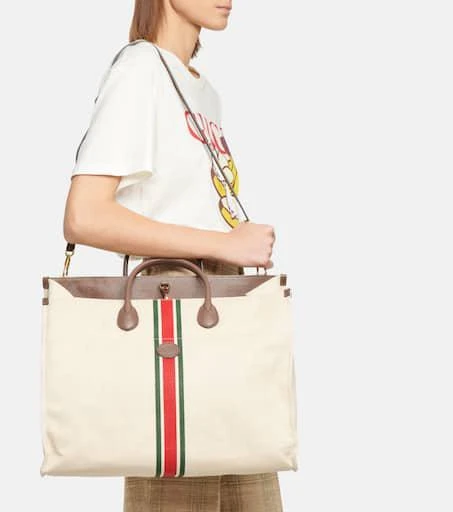 商品Gucci|L号亚麻折叠托特包,价格¥14978,第2张图片详细描述