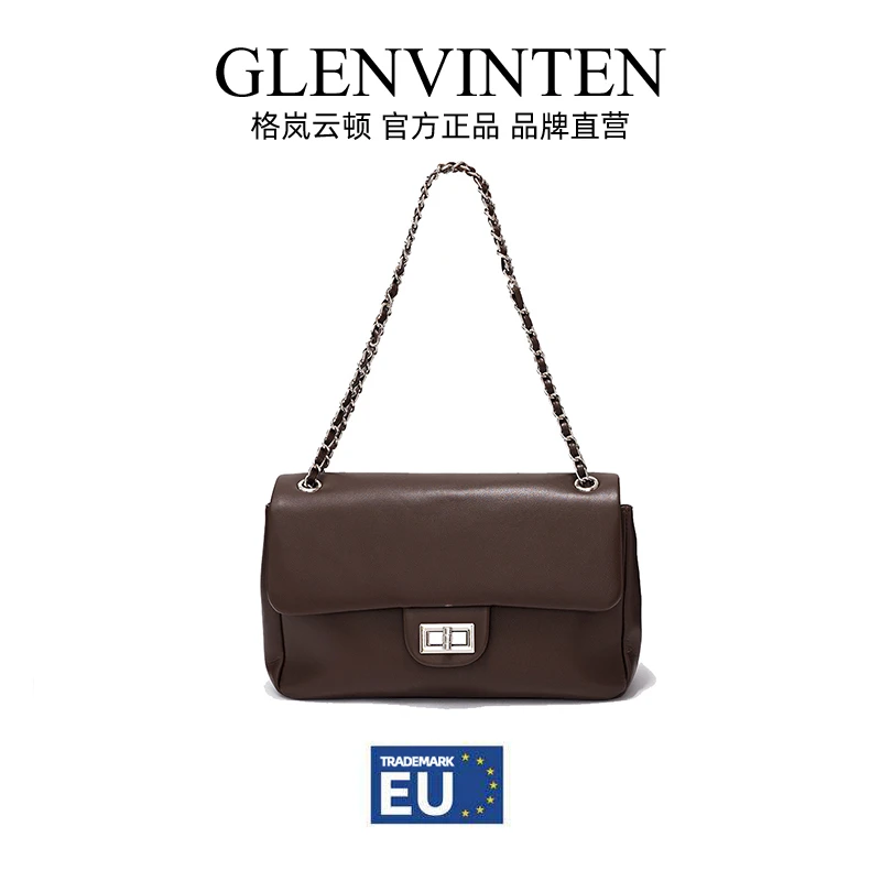 商品[国内直发] GLENVINTEN|格岚云顿新款牛皮斜挎女小香大容量托特包方包真皮单肩包,价格¥921,第1张图片