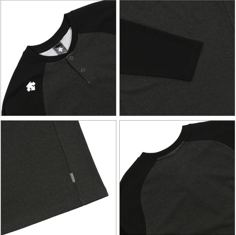 【享贝家】DESCENTE 迪桑特男士棒球衫长袖T恤黑灰色SM321BTL81（现采购商品，下单后12天内发货）商品第3张图片规格展示