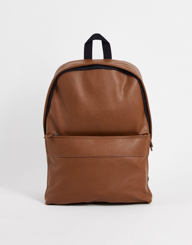 商品ASOS|ASOS DESIGN backpack in brown faux leather,价格¥254,第1张图片