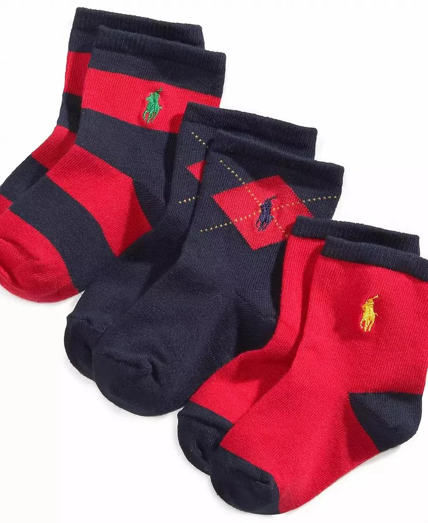 商品Ralph Lauren|Ralph Lauren Baby Boys Argyle Crew Socks, Pack of 3,价格¥119,第1张图片