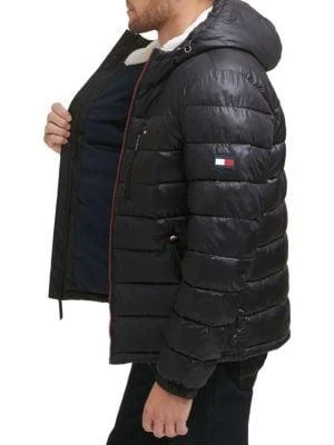 商品Tommy Hilfiger|男款 人造毛皮连帽棉服夹克,价格¥721,第3张图片详细描述