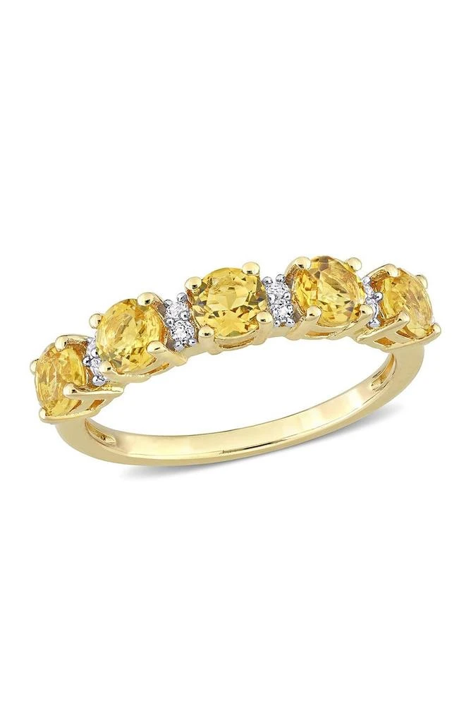 商品DELMAR|18K Yellow Gold Plated Sterling Silver Circle Cut Citrine & White Topaz Eternity Ring,价格¥700,第1张图片