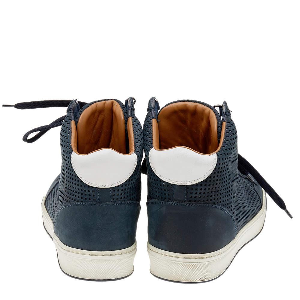 Louis Vuitton Navy Blue Perforated Nubuck Leather Speaker High Top Sneakers Size 40商品第5张图片规格展示