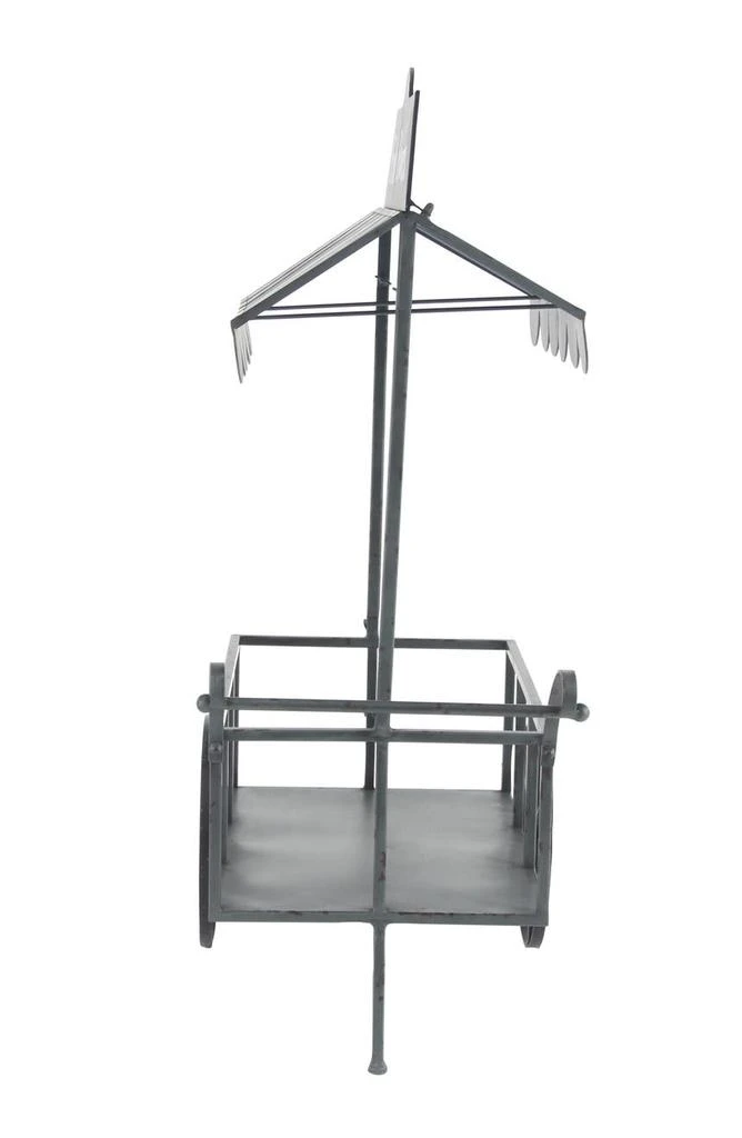 商品WILLOW ROW|Black Metal Indoor & Outdoor Flower Cart Plant Stand,价格¥1648,第4张图片详细描述