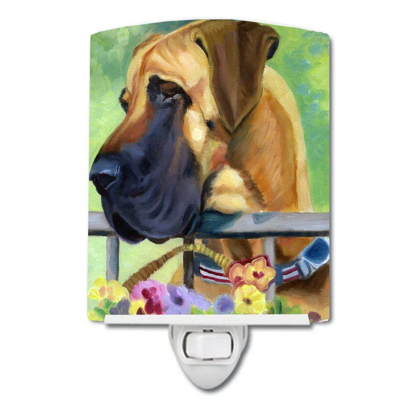 商品Caroline's Treasures|Great Dane Natural Ears Fawn in Flowers Ceramic Night Light,价格¥204,第1张图片