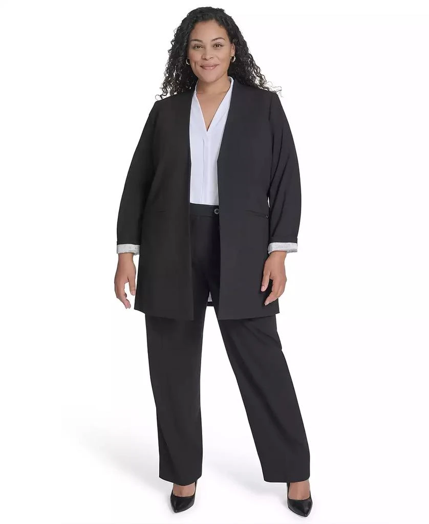 商品Calvin Klein|Plus Size Collarless Open-Front Topper Jacket,价格¥897,第4张图片详细描述