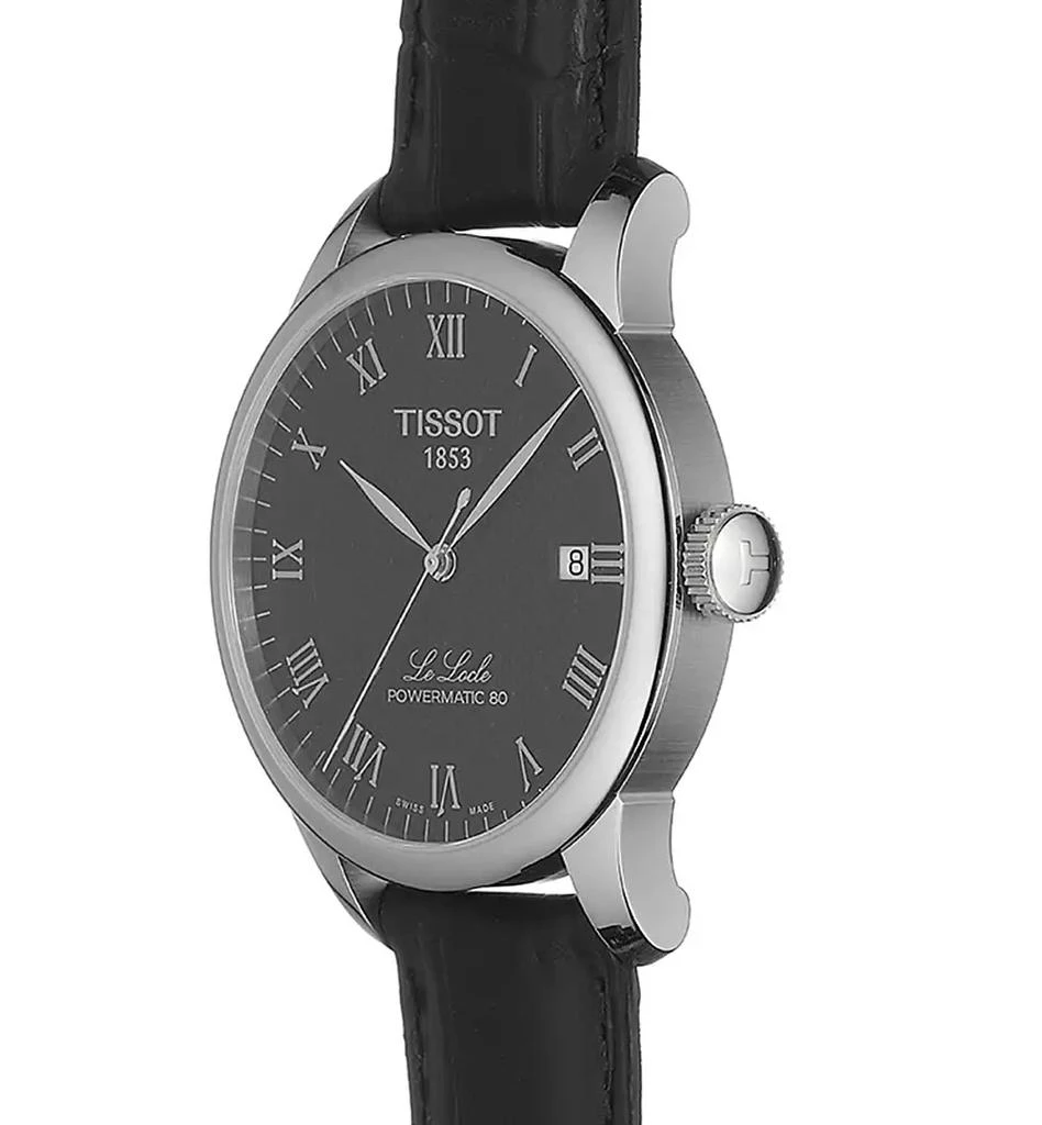 商品Tissot|Men's Swiss Automatic T-Classic Le Locle Powermatic 80 Black Leather Strap Watch 39.3mm,价格¥4741,第5张图片详细描述