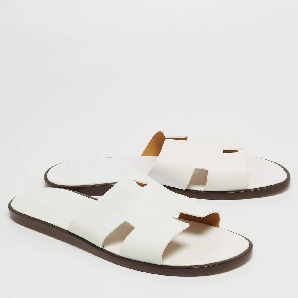 商品[二手商品] Hermes|Hermes White Leather Izmir Slide Flats Size 47,价格¥4108,第4张图片详细描述