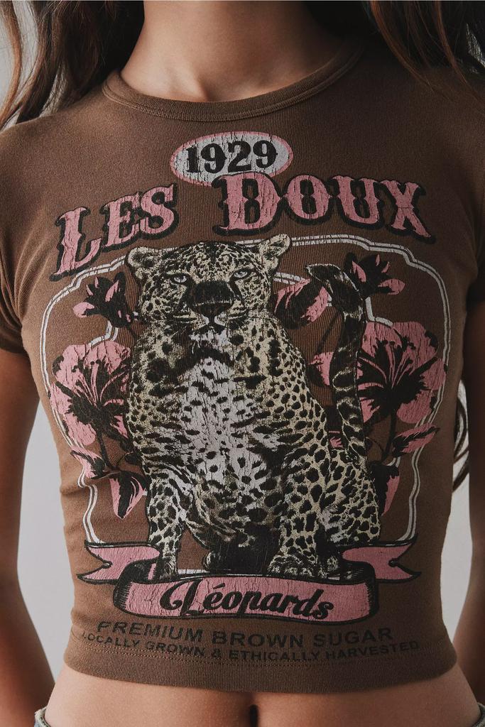 Urban Outfitters Les Doux Leopard Graphic Baby Tee - T