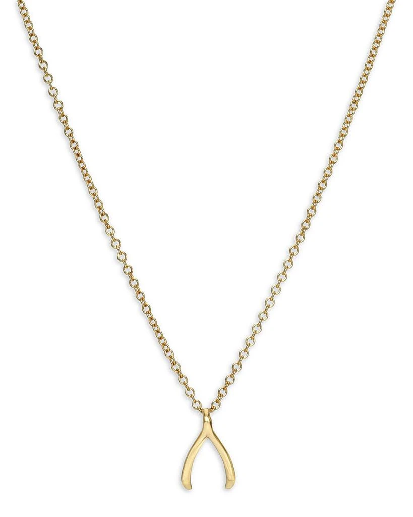 商品Zoe Lev|14K Yellow Gold Wishbone Pendant Necklace, 16-18",价格¥2729,第1张图片