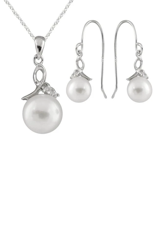 商品Splendid Pearls|8-9mm Freshwater Pearl & CZ Earrings and Pendant Necklace Set,价格¥532,第1张图片