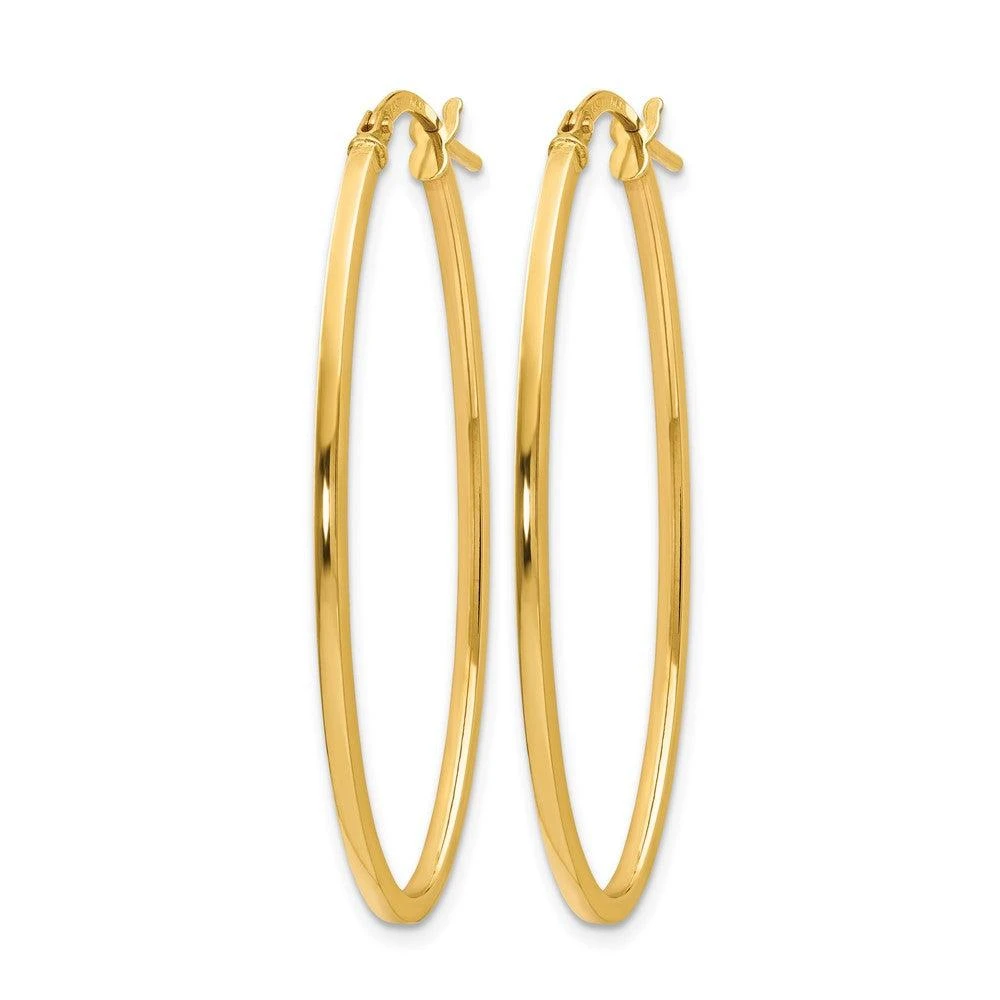 商品Diamond2Deal|14K Yellow Gold Oval Shape Hoop Earrings 40mm,价格¥3520,第2张图片详细描述