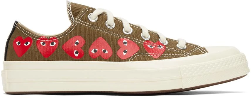 商品Comme des Garcons|Khaki Converse Edition Multiple Hearts Chuck 70 Low Sneakers,价格¥1199,第1张图片