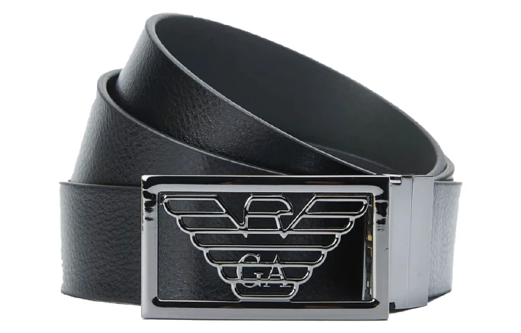 商品[国内直发] Emporio Armani|阿玛尼 平滑扣 金属徽标搭扣双面腰带 皮革 男士3.5*126cm,价格¥885,第1张图片