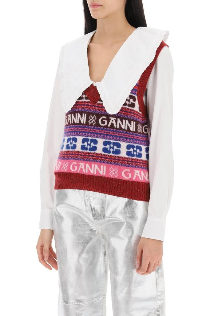 商品Ganni|Jacquard wool vest with logo pattern,价格¥996,第5张图片详细描述