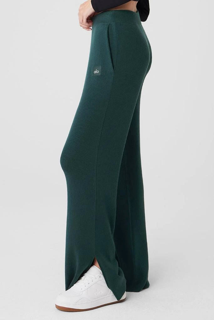 商品Alo|Knit High-Waist Salana Wide Leg Pant - Midnight Green,价格¥964,第4张图片详细描述