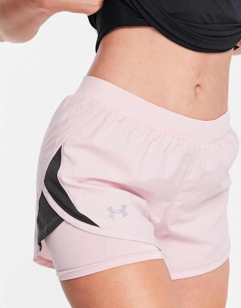 商品Under Armour|Under Armour Fly By 2.0 2in1 running shorts in light pink,价格¥249,第4张图片详细描述