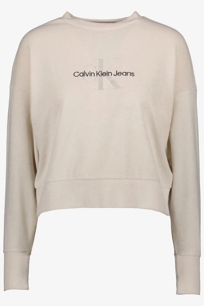 商品Calvin Klein|Womens Calvin Klein Cream Monogram Towelling Sweatshirt,价格¥781,第1张图片