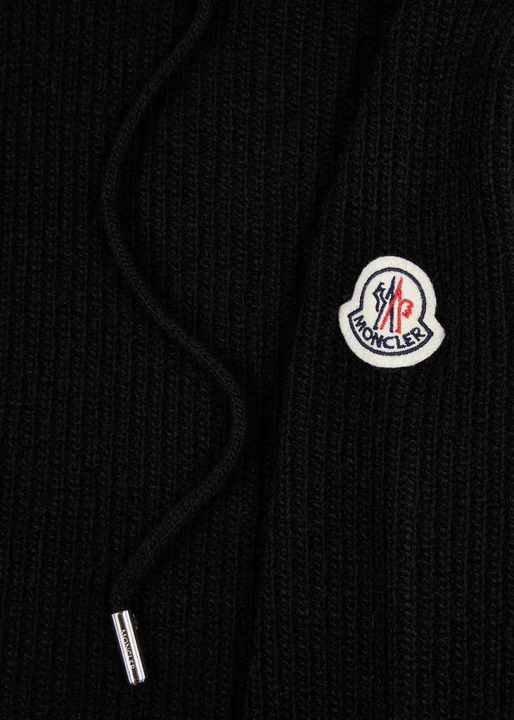 商品Moncler|Black ribbed hooded wool-blend jumper,价格¥6256,第5张图片详细描述