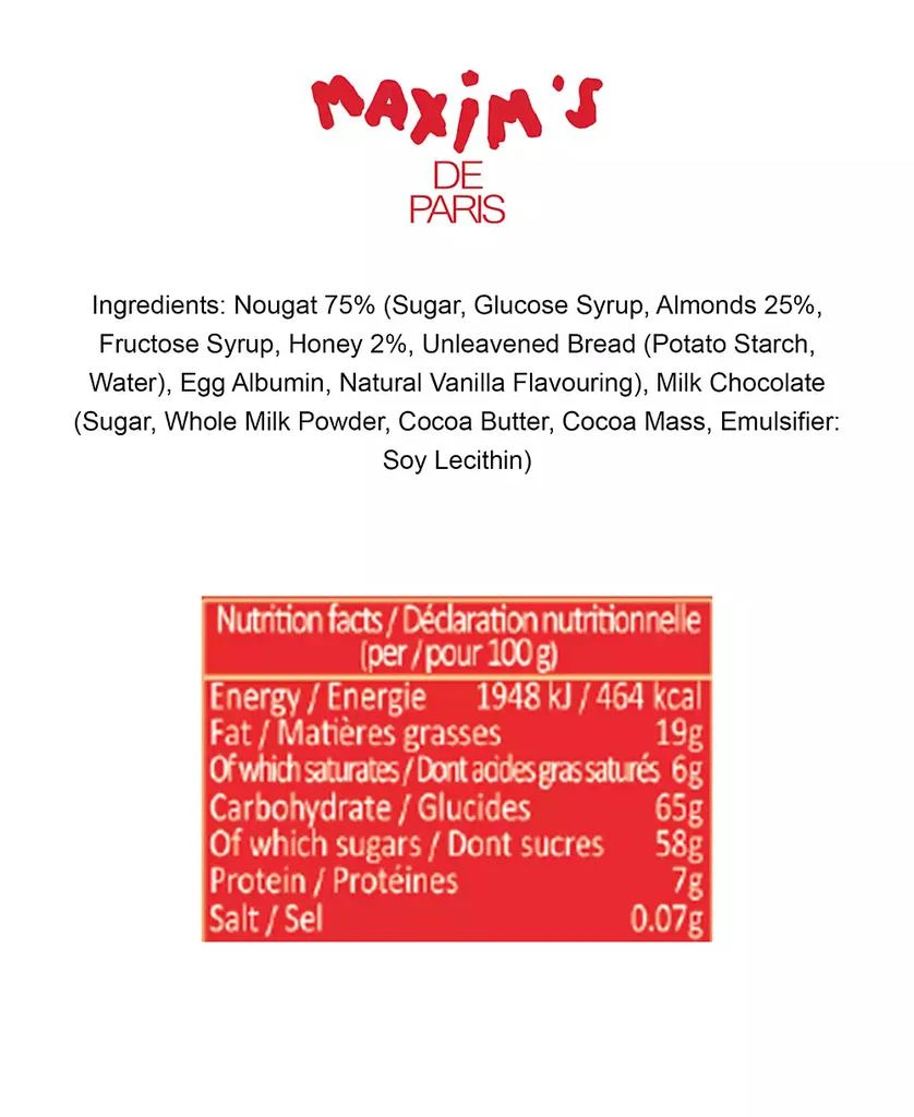 商品Maxim's De Paris|Heart Shaped Tin Box Filled with Chocolate Covered Nougats,价格¥237,第3张图片详细描述