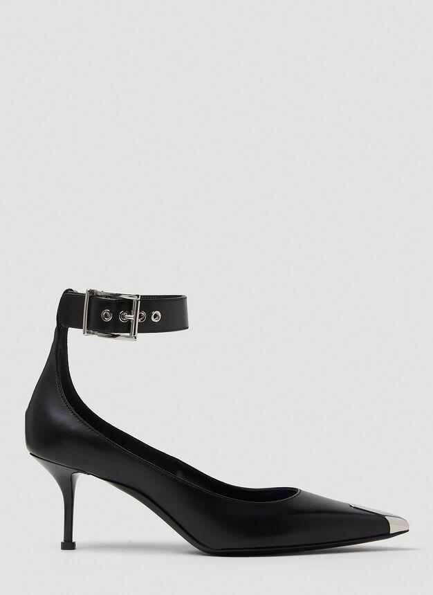 商品Alexander McQueen|Boxcar Ankle Cuff Heels in Black,价格¥6951,第1张图片