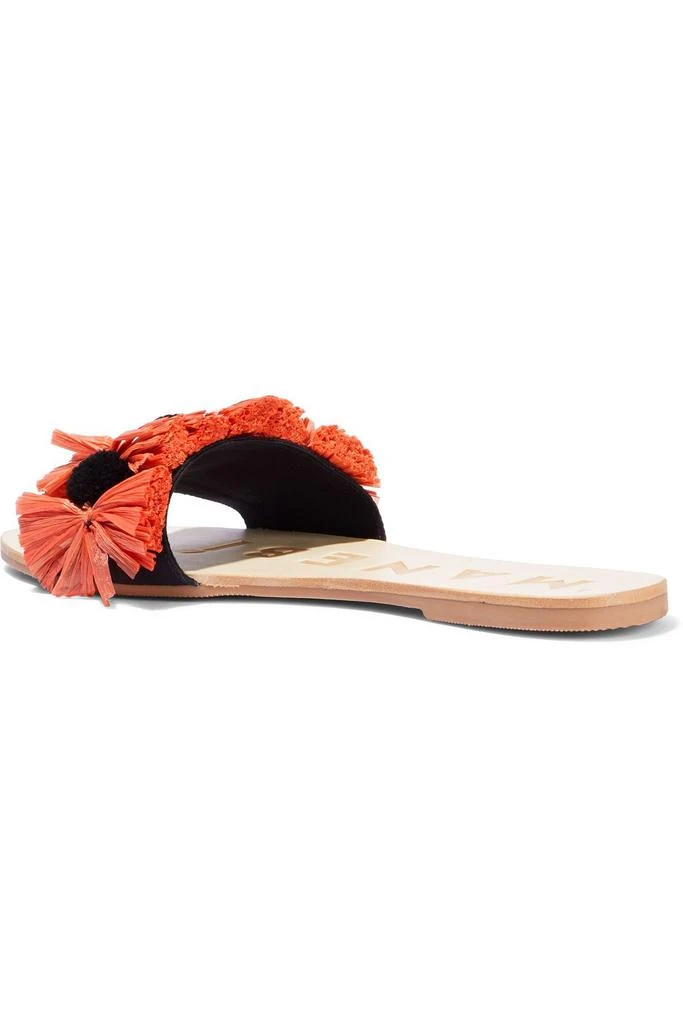 商品MANEBÍ|Yucatan pompom-embellished tasseled raffia and twill slides,价格¥292,第3张图片详细描述