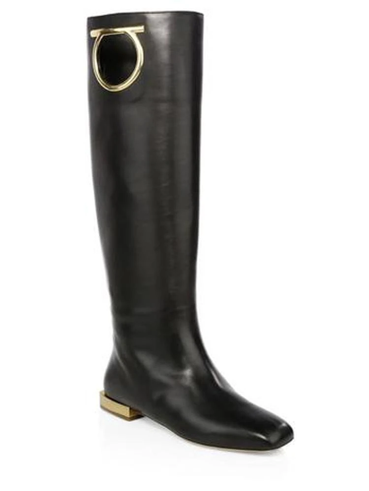 商品Salvatore Ferragamo|Avio Leather Knee-High Boots,价格¥4735,第1张图片