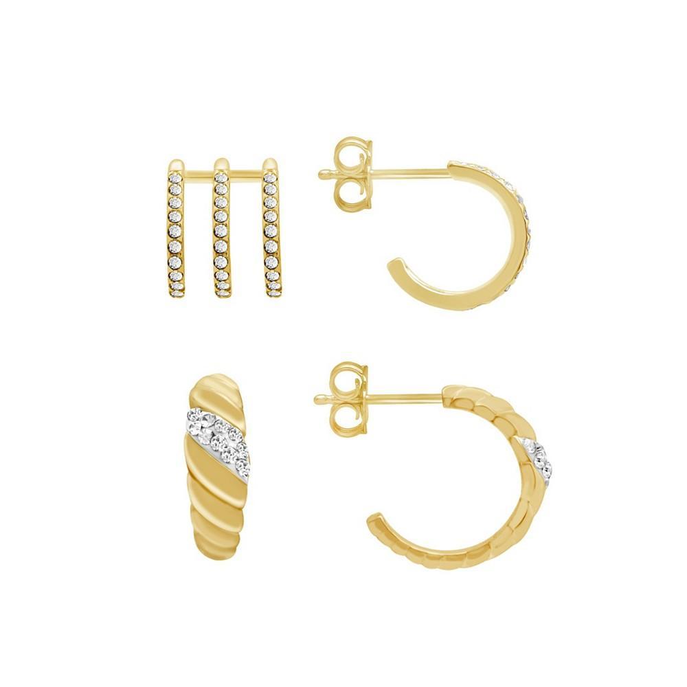 商品Essentials|Gold Plated 2-Piece C Hoop and Multi Row Hoop Earrings Set,价格¥186,第1张图片