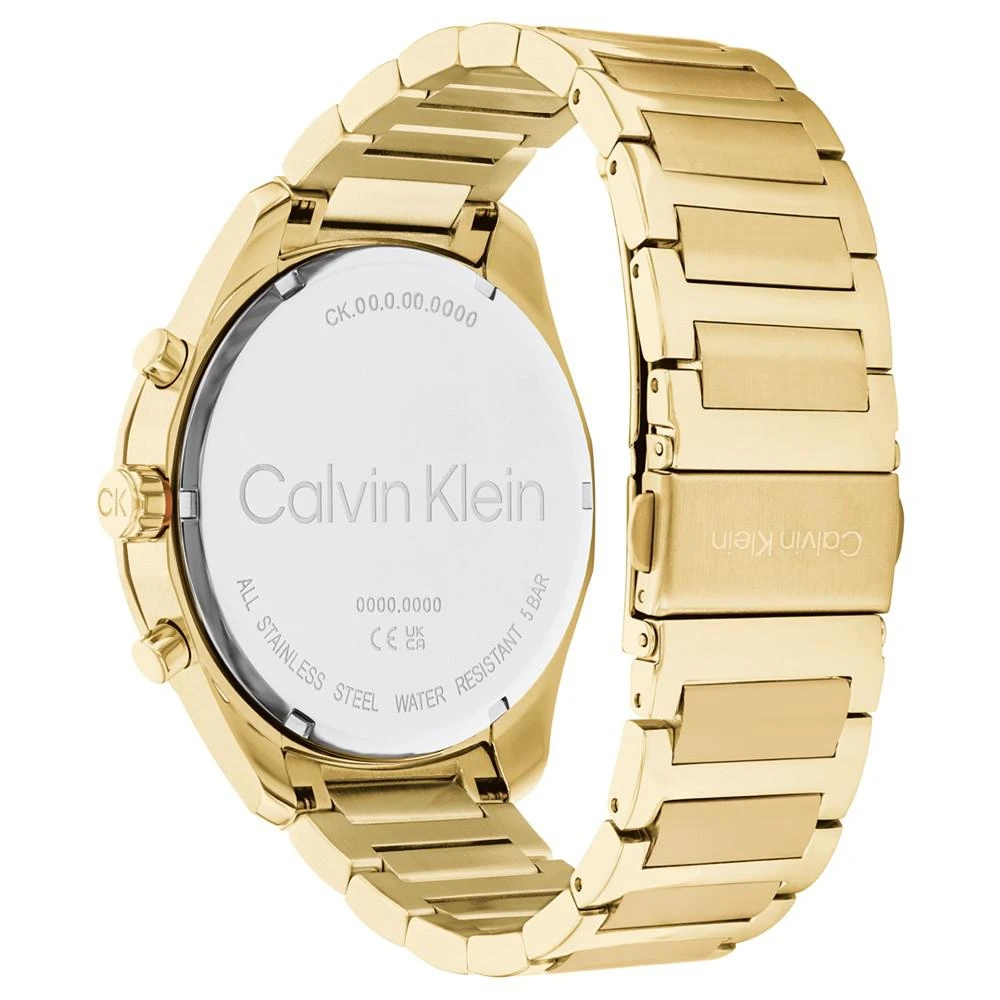商品Calvin Klein|Men's Multifunction Gold-Tone Stainless Steel Bracelet Watch 45mm,价格¥1733,第3张图片详细描述