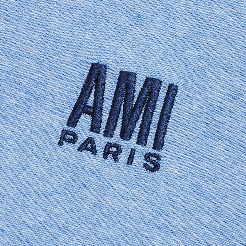 AMI PARIS 男女同款天蓝色棉质短袖T恤 商品