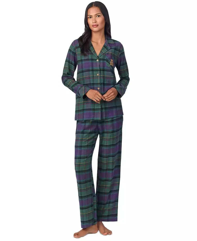 商品Ralph Lauren|Women's Plaid Notched-Collar Pajama Set,价格¥411,第1张图片