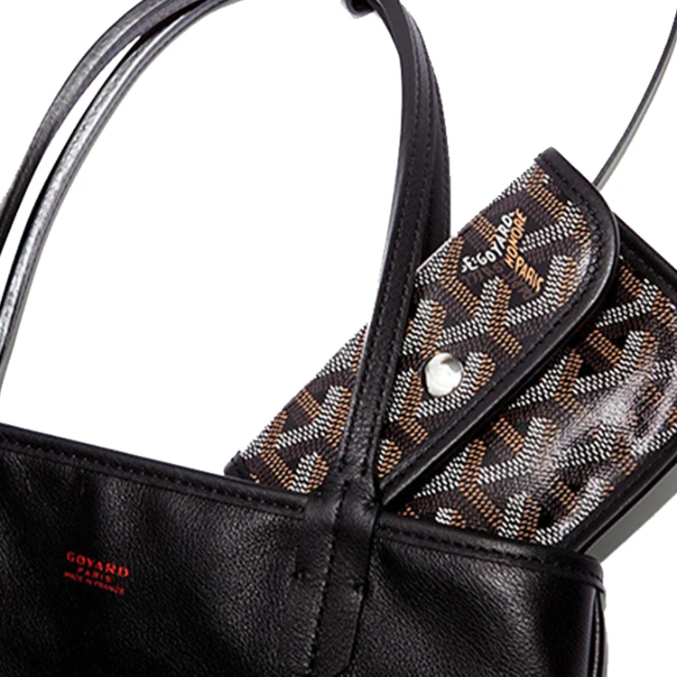 商品[国内直发] Goyard|戈雅 Anjou 双面两用 小牛皮 托特包Tote包购物袋手提包 迷你 女款 黑色,价格¥20323,第5张图片详细描述