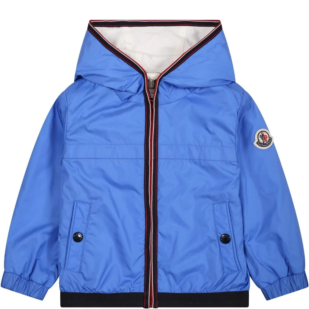 商品Moncler|Moncler Light Blue Jacket For Baby Boy With Logo,价格¥1405,第1张图片