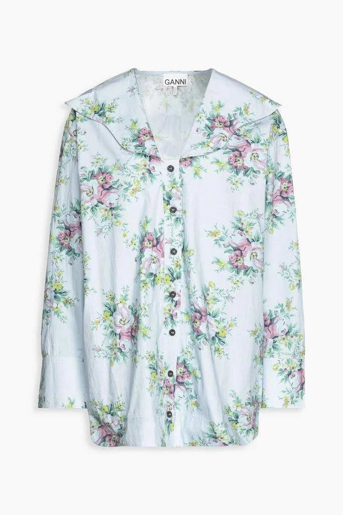 商品Ganni|Floral-print organic cotton-poplin shirt,价格¥780,第1张图片