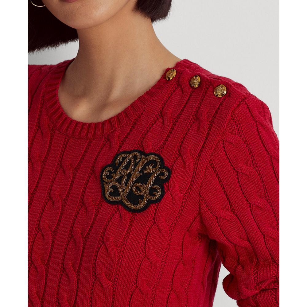 商品Ralph Lauren|女式 纽扣饰边绞花针织毛衣,价格¥605,第6张图片详细描述