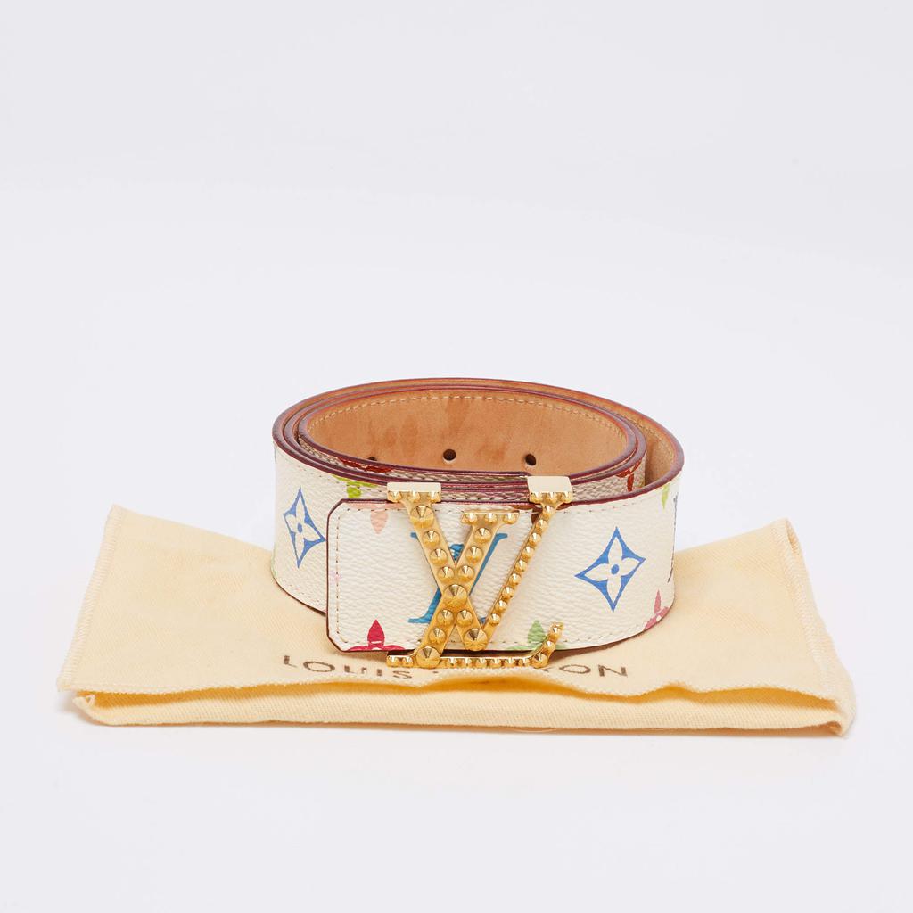 Louis Vuitton White Multicolore Monogram Canvas Studded LV Initiales Belt 80CM商品第7张图片规格展示