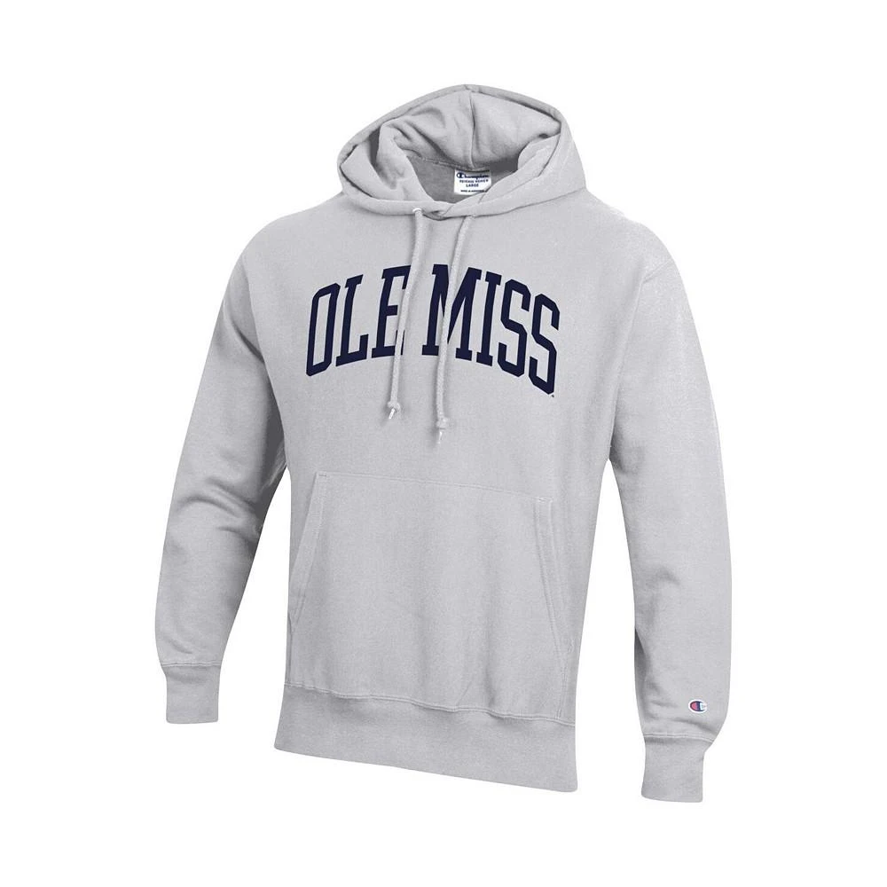 商品CHAMPION|Men's Heathered Gray Ole Miss Rebels Team Arch Reverse Weave Pullover Hoodie,价格¥625,第3张图片详细描述