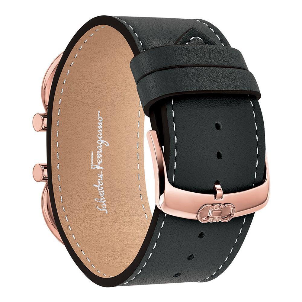 商品Salvatore Ferragamo|Ferragamo Women's Swiss Double Gancini Black Calf Leather Cuff Strap Watch 13x23mm,价格¥6632,第5张图片详细描述