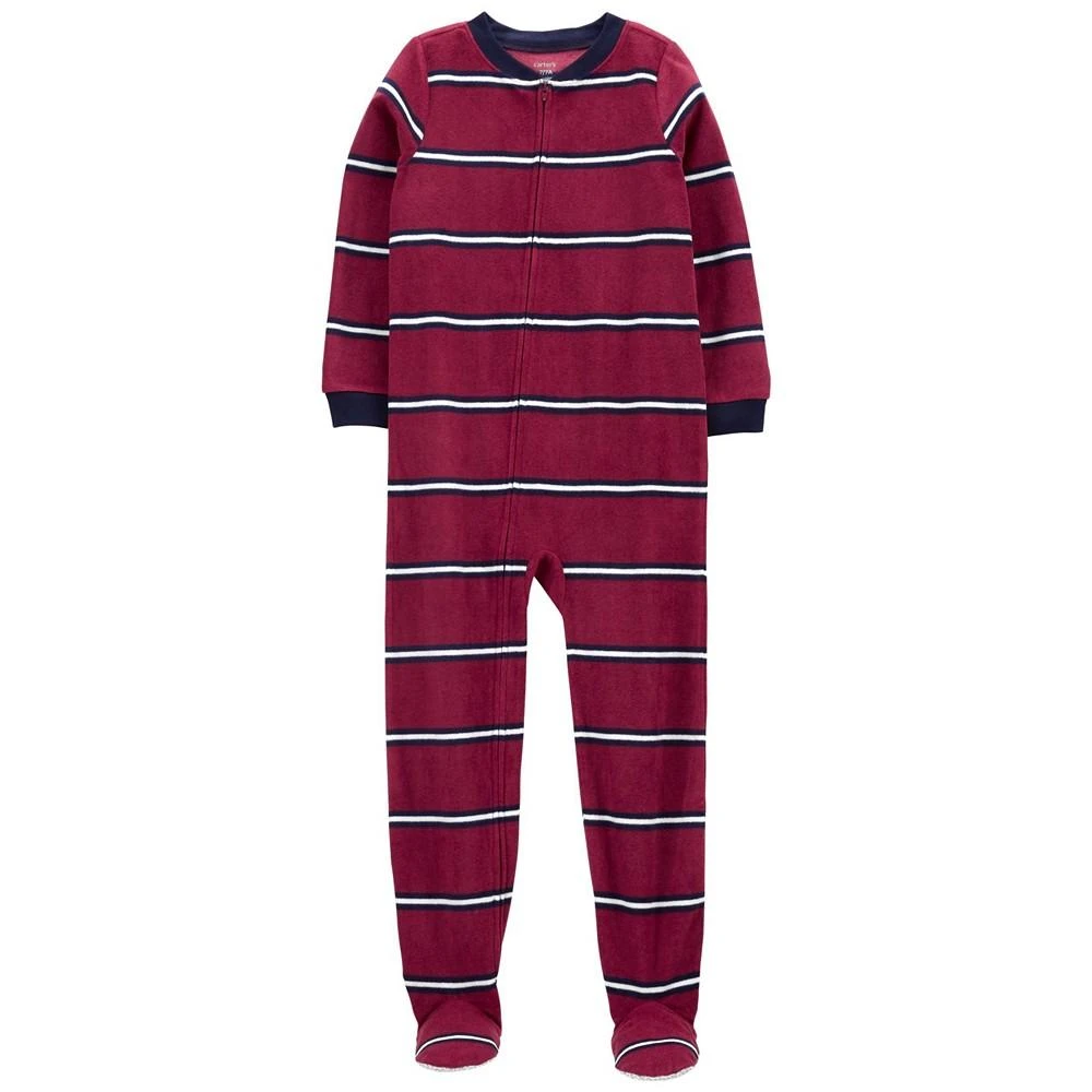 商品Carter's|Little Boys One-Piece Stripes Fleece Footie Pajama,价格¥113,第1张图片